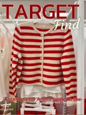 NBW! A New Day, cardigan sweater. Red and cream stripe. Size Large